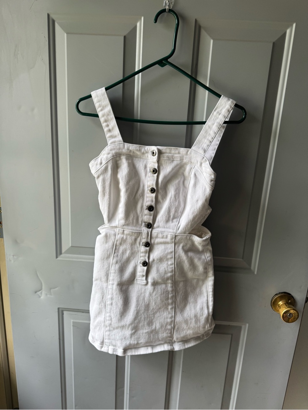 BB Dakota White Button-Front Mini Tank Dress